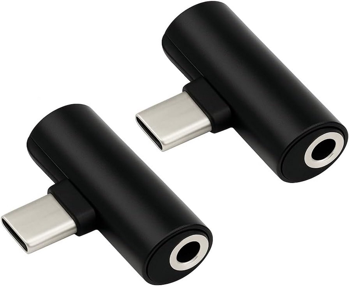 USB-C naar 3,5 mm audio-adapter met hoekontwerp - 2 stuks