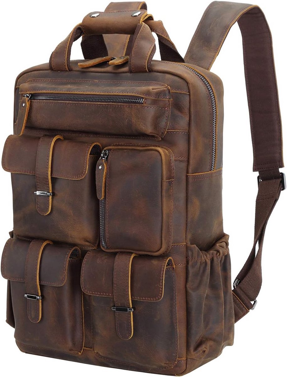 Leren Laptoptas voor 16 Inch Laptop - Dikke Echt Leer - Bruin