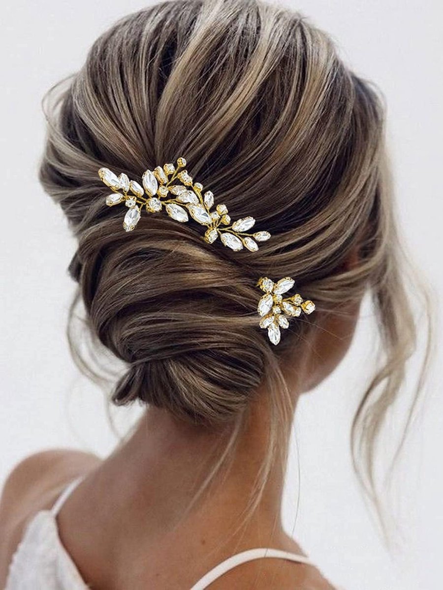 Kristallen Haarspelden voor Bruiloft - 3 Stuks Elegante Bruidsaccessoires