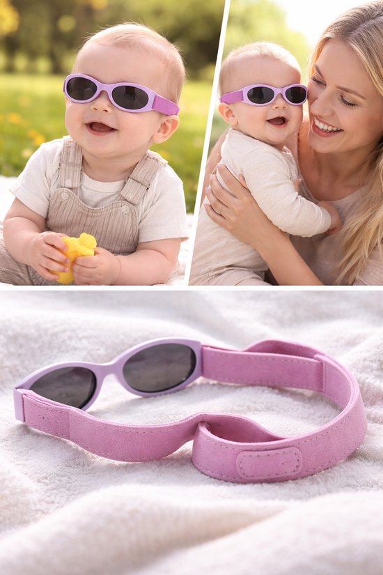 Babyzonnebril met etui en doekje / maat 2-18 maanden / antislip baby bril K 111 kat 3 Lichtpaars paars kleur UV 400 / Lichtpaars + bijpassende kleur single belight / kraamcadeau meisje / lunettes de soleil bébé / Aland optiek / zonnebril kind van Aland Optiek — afbeelding 4