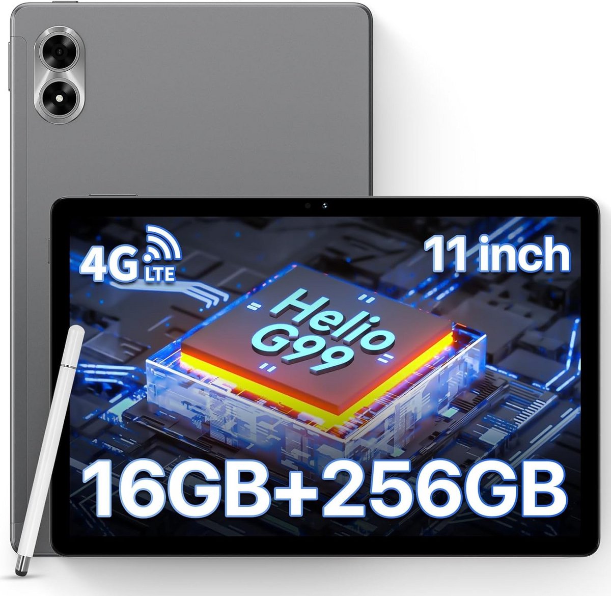 Android 13 Tablet met Helio G99, 8GB RAM en 256GB Opslag - Grijze Tablet