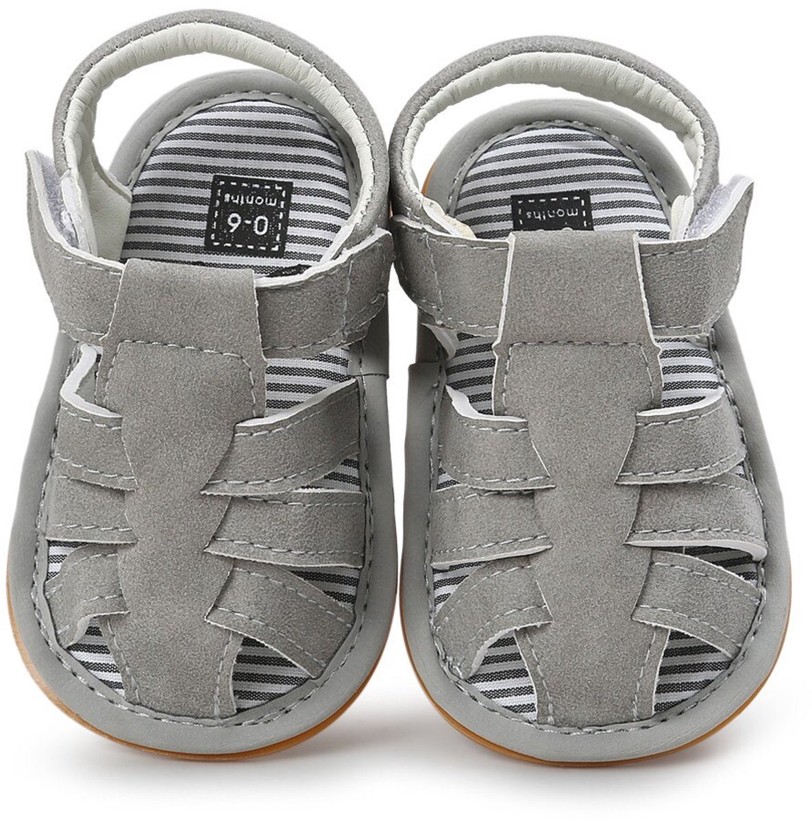 Ukkie Slofjes Babyschoenen Sandalen Ferron Grijs Maat 17 - jongens & meisjes - klittenband - zomer - 4-9 maanden - anti slip - open hiel