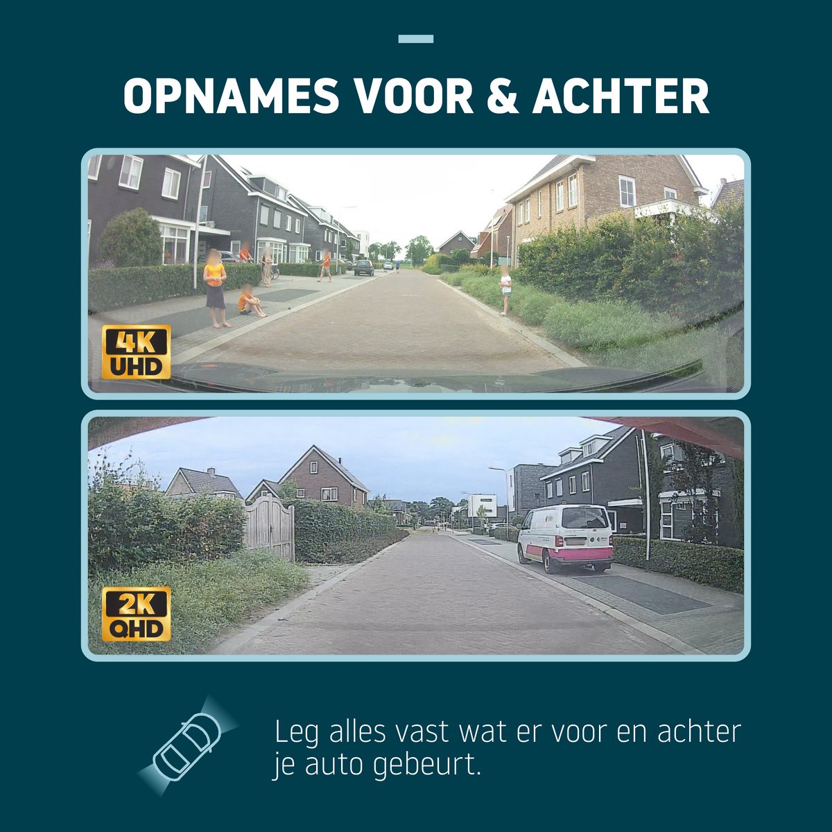 Nordväl DC202-2CH Dashcam - Incl. 256GB SD Kaart - 4K Ultra HD voor en 2K QHD achter thumbnail 2