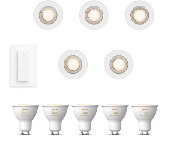 Philips Hue Peridot Set van 5 Inbouwspots (Wit) - Rond - Niet ... - Bol