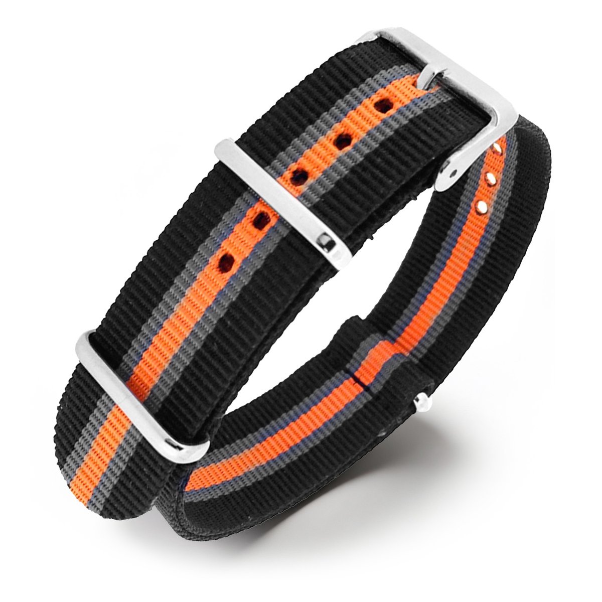 NATO Horlogeband G10 Military Nylon Strap - Heritage Zwart Grijs Oranje 22mm