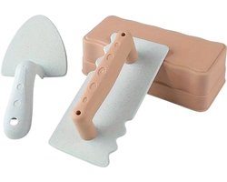 Metselsetje 3-delig - Metselen in de zandbak - Zandbak Speelgoed - Muur bouwen met zand - Metselaar - Met zand spelen - Duurzaam Tarwestro - Troffel - Pleisterspaan - Vorm