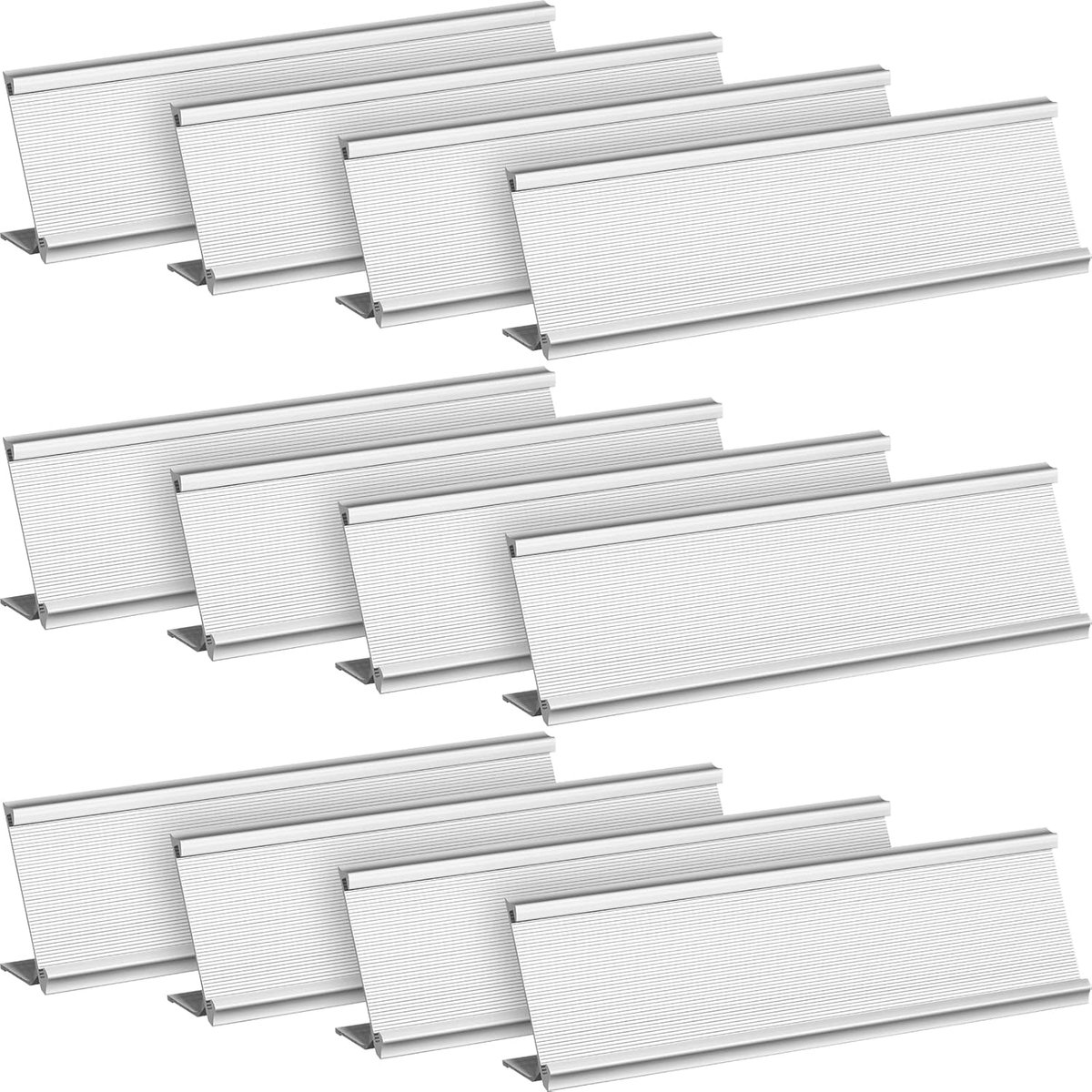 12 Stuks Zilveren Aluminium Naamplaatjes voor Bureau Naamhouder Metalen Zegels Kantoor
