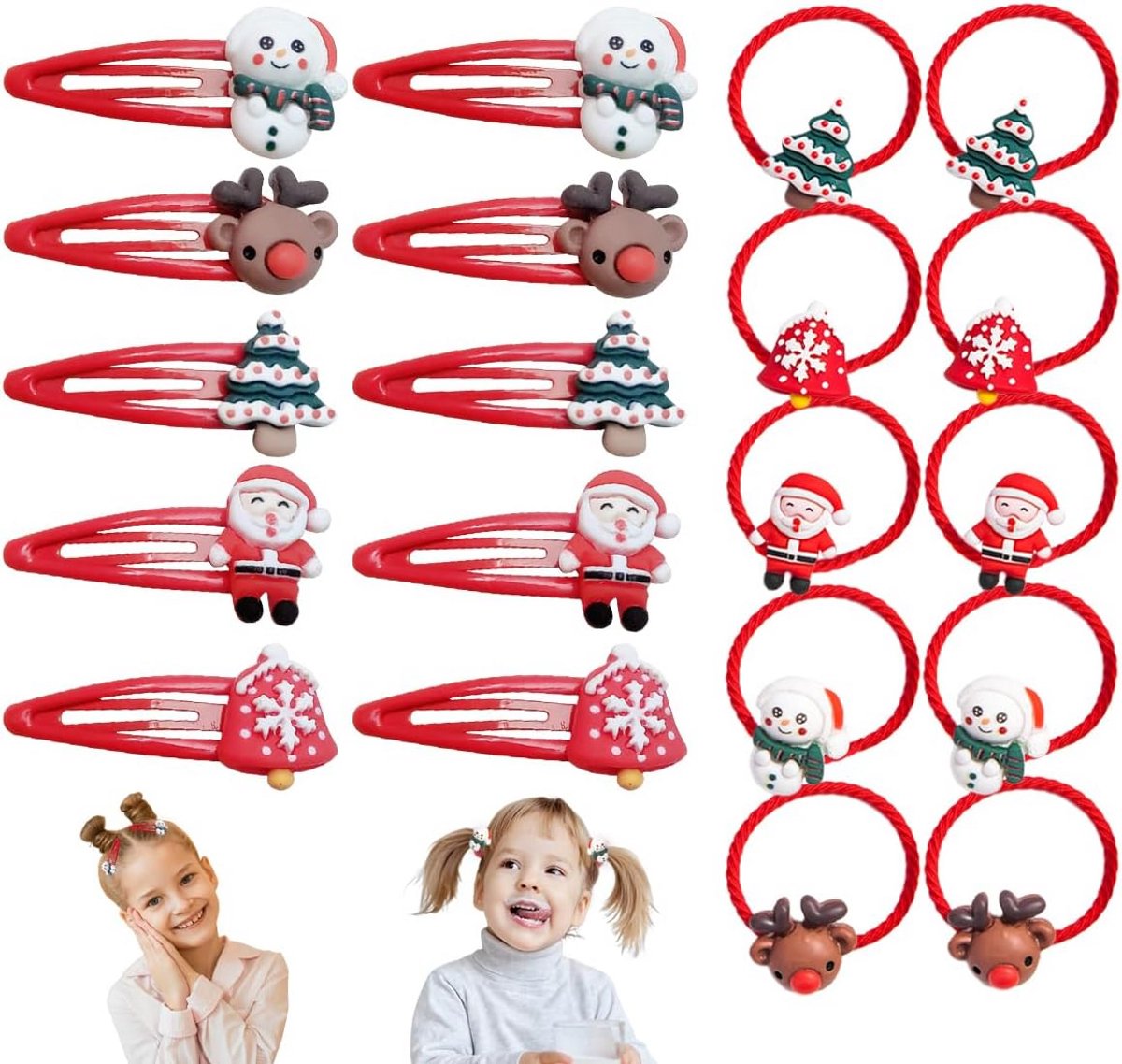 15 Delige Set Vrolijke Kerst Haarspeldjes en Haaraccessoires voor Meisjes