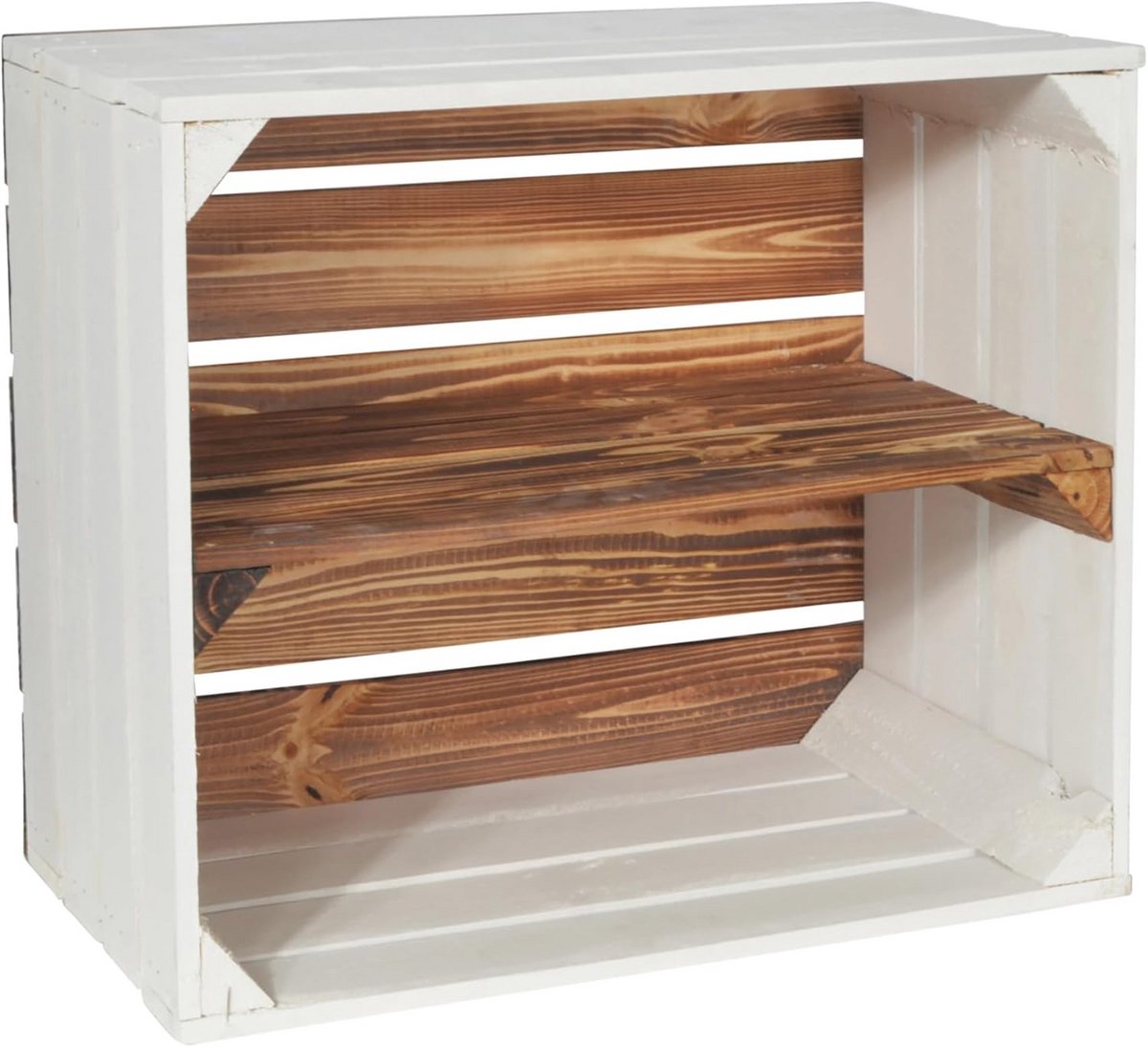 Houten Kist Gevlamd Wit 50x40x30cm - Multifunctionele Decoratieve Opbergkist