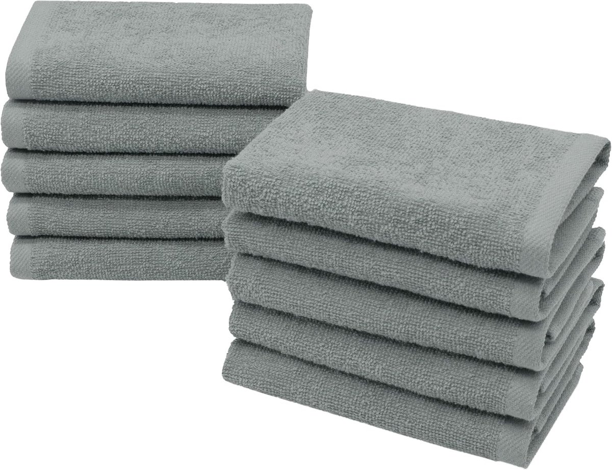Set van 10 Zeepdoeken en Washandjes 30x30 cm - 100% Absorberend Katoen Grijs