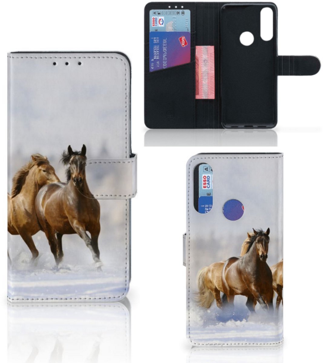 Alcatel 1S 2020 Telefoonhoesje met Pasjes Paarden