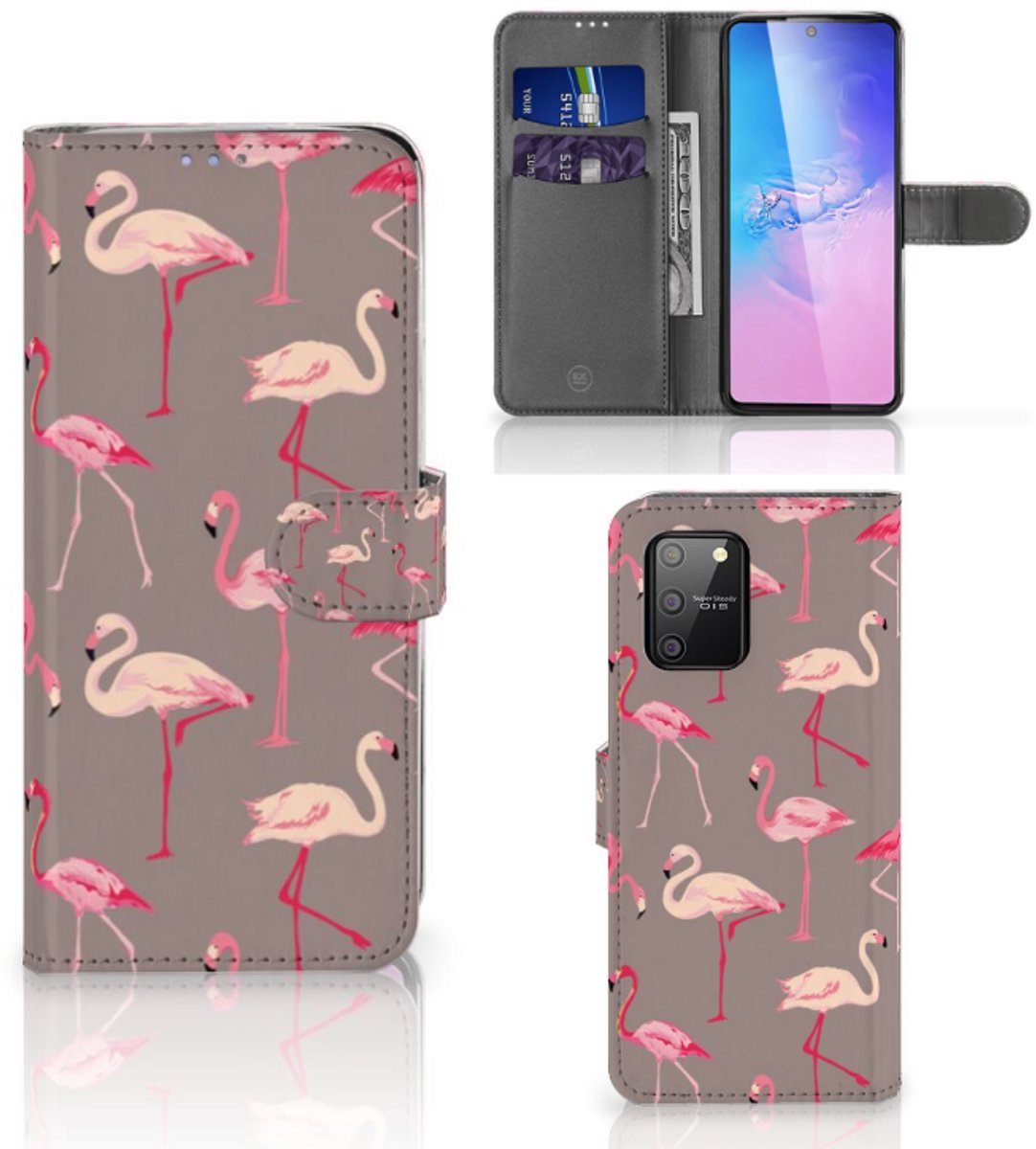 Samsung S10 Lite Telefoonhoesje met Pasjes Flamingo