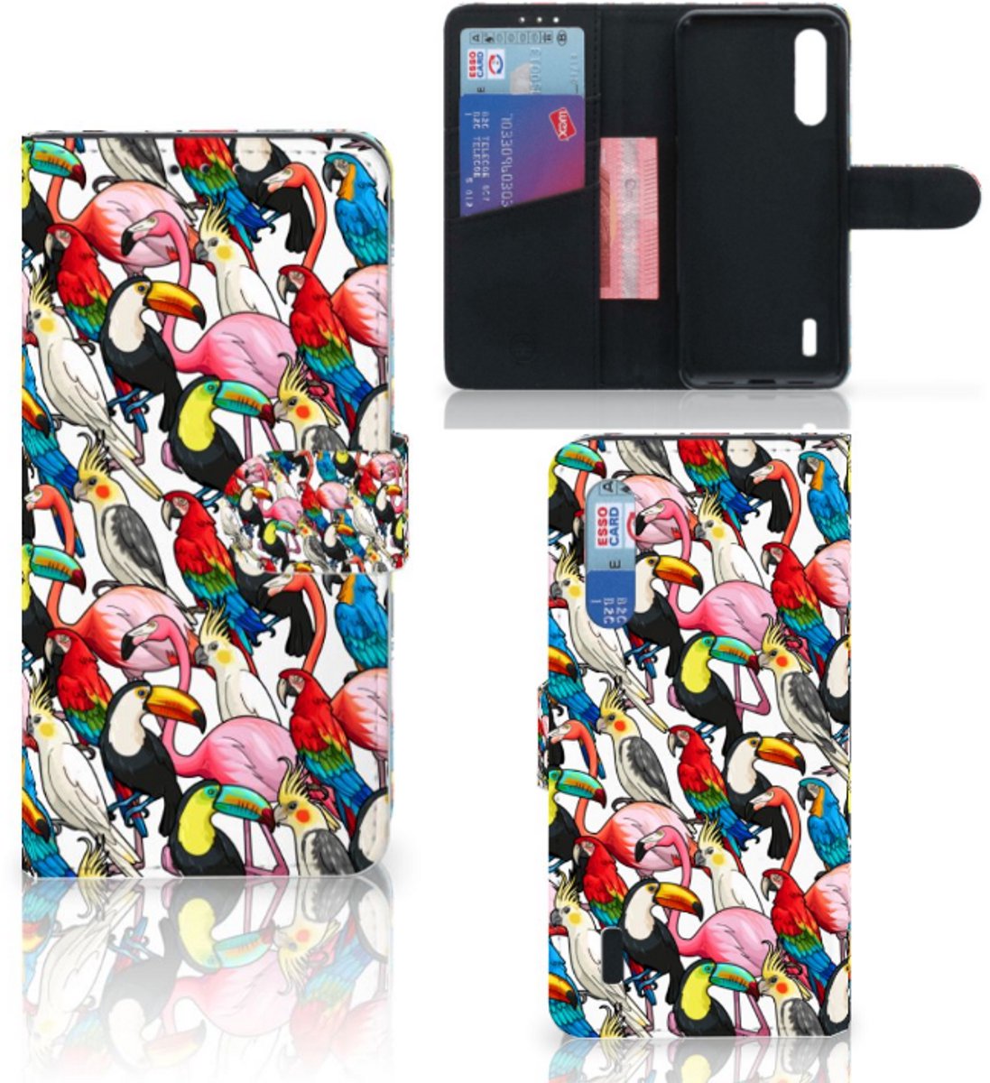 Book Case voor Xiaomi Mi 9 Lite Telefoonhoesje met Pasjes Birds