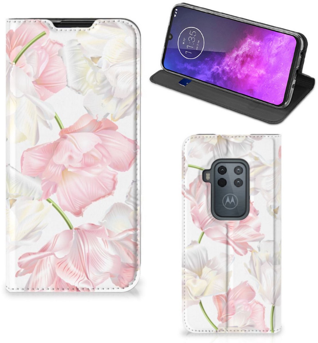 Motorola One Zoom Smart Cover Lovely Flowers