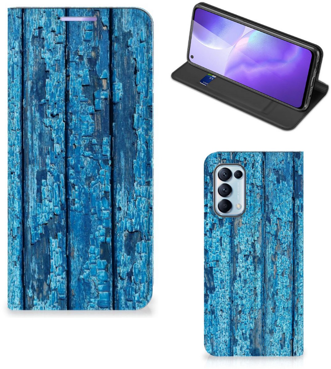 OPPO Find X3 Lite Book Wallet Case Wood Blue