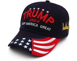 Trump 2024 Hoed - Verstelbare Baseball Cap - Make America Great Again - Blauw