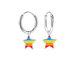 K3 - zilveren oorbellen - ster - regenboog - 8 cm