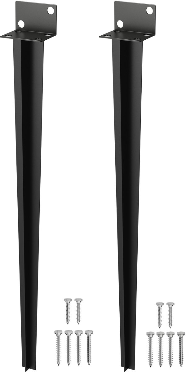 Aufun 2 stuks universele inrijpaalanker - 70 cm - Zwart - L-vormige grondbuis gespoten - Voor houten palen, schuttingen en tuinprojecten
