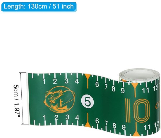Adhesive Tape Fish Ruler 130 cm - Metric Ribbon Label - Waterproof for ...