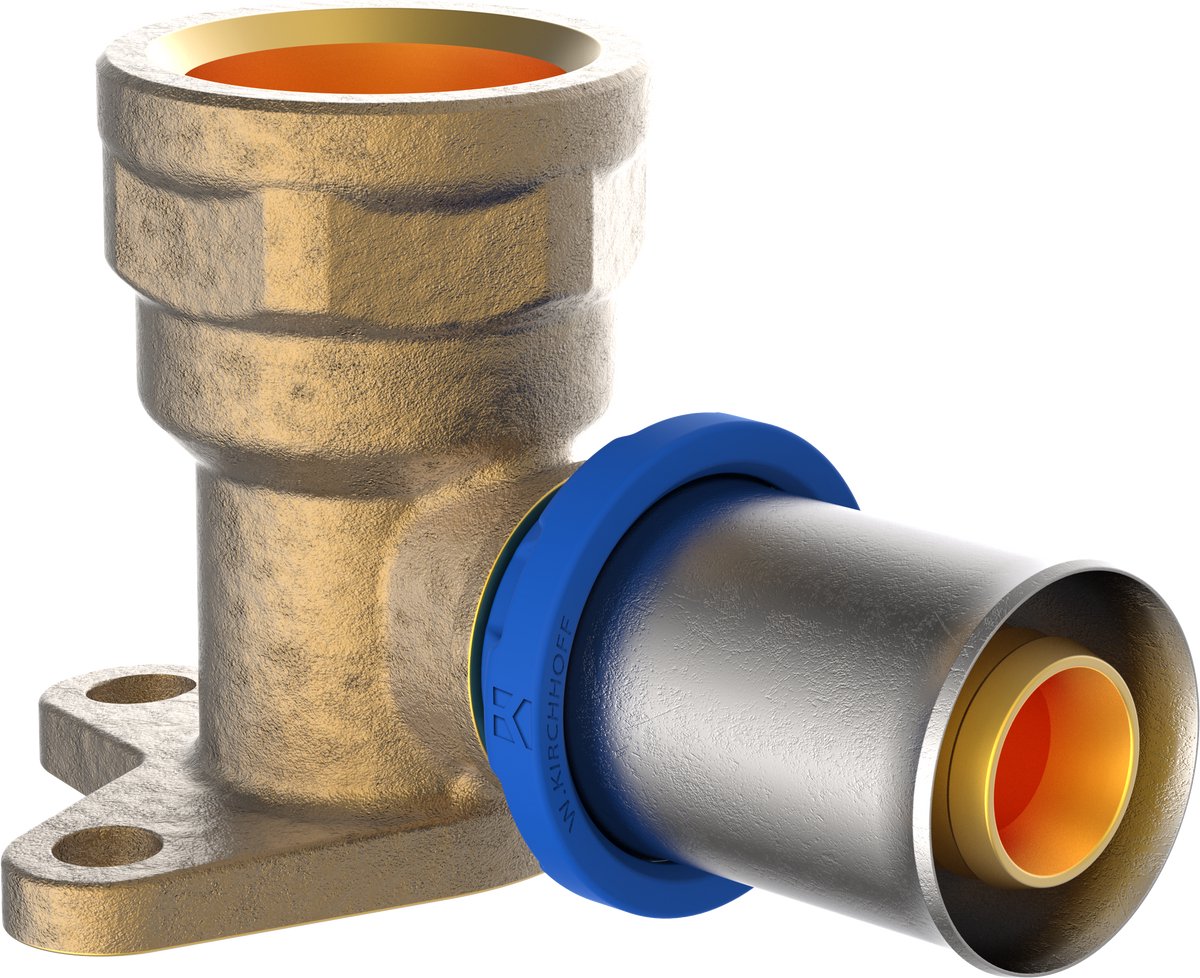 KIRCHHOFF MS wandplaat, blanco, 20 mm x 1/2"BI, persfitting voor meerlagen buis
