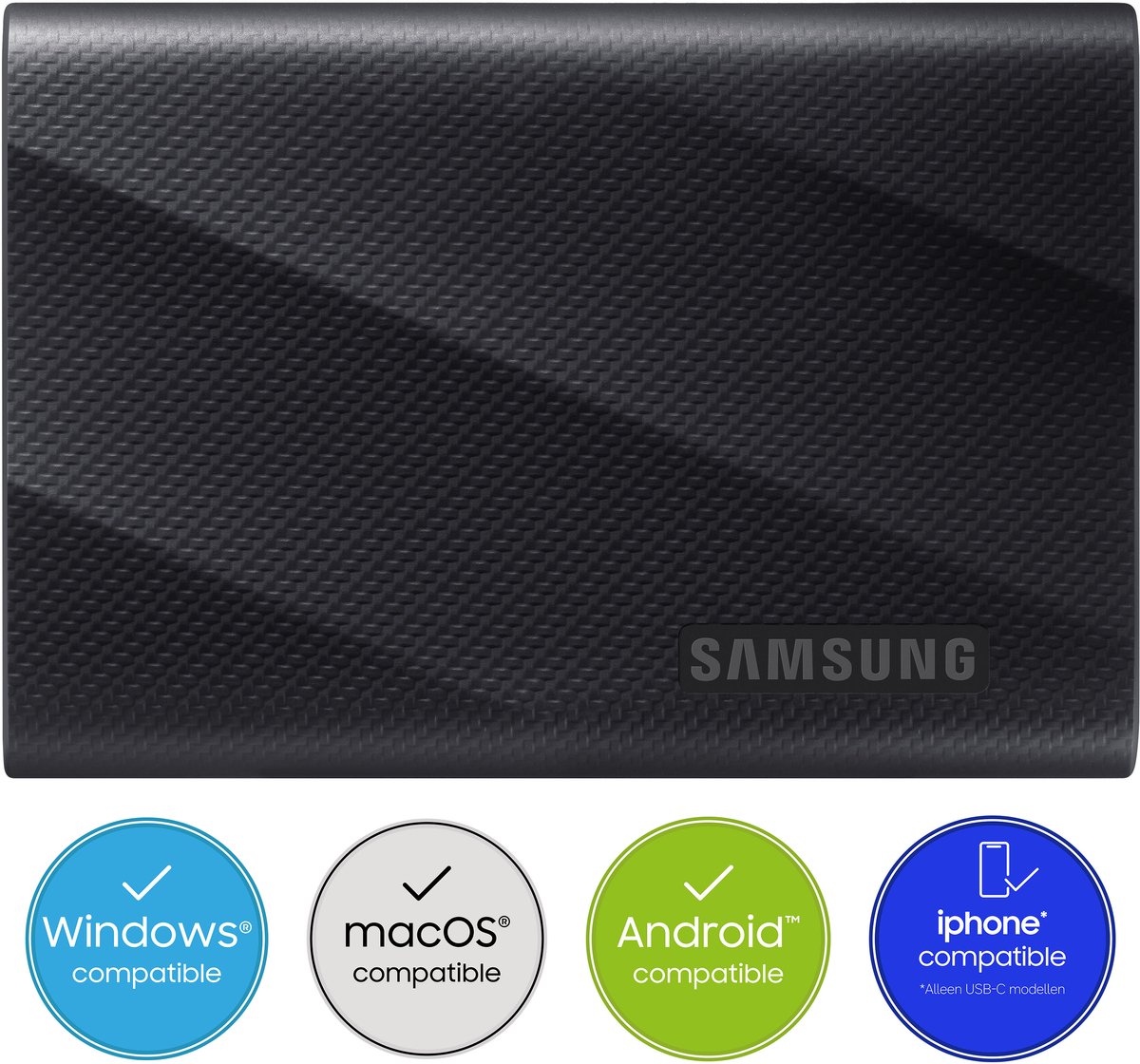 SAMSUNG Portable T9, 1 TB externe SSD Zwart, USB-C 3.2 (20 Gbit/s)