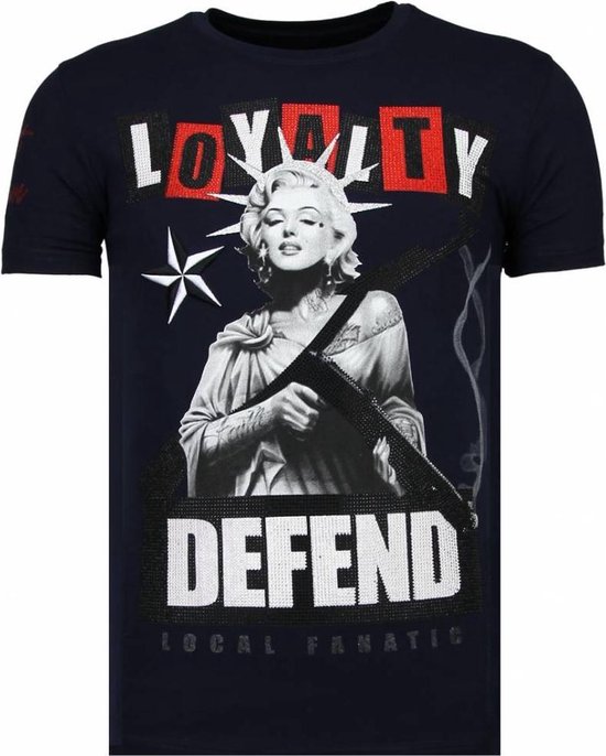 Local Fanatic Loyalty Marilyn - T-shirt strass - Navy Loyalty Marilyn - T-shirt strass - T-shirt homme marine taille XXL