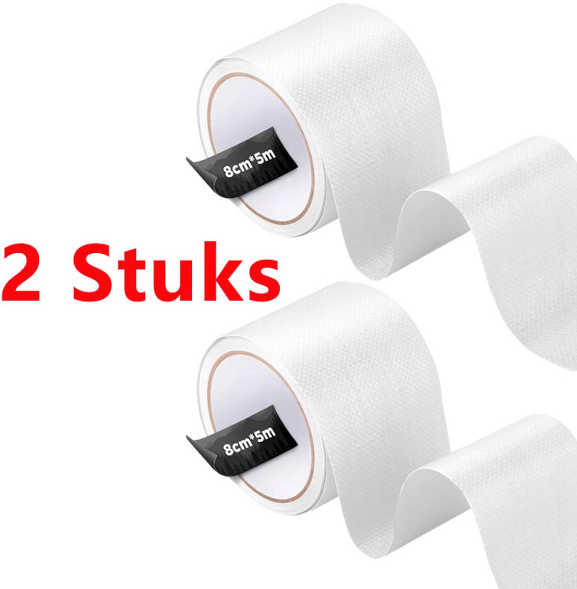 PE Waterdichte Stoffen Tape - Reparatie Tape - Waterdichte Tape - voor Tenten, Parasols, Partytenten, Zeildoeken, Vrachtwagenzeilen, Zonneschermen, Tent Reparatie Tape - Wit - 5 m X 8 cm - 2 Stuks