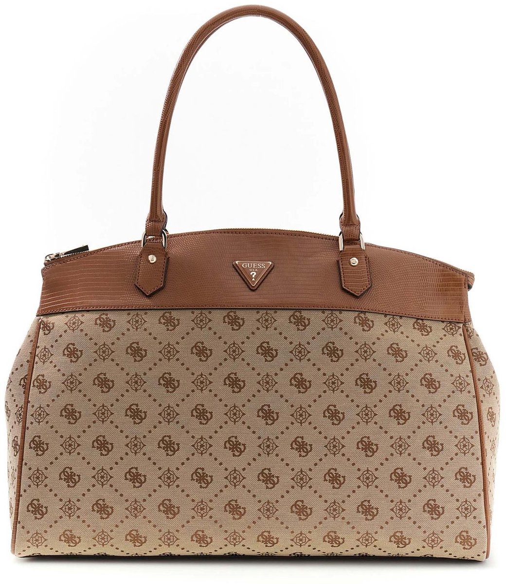 GUESS reistas schoudertas Melinda Logo Deluxe Dome Tote Latte Logo Taupe
