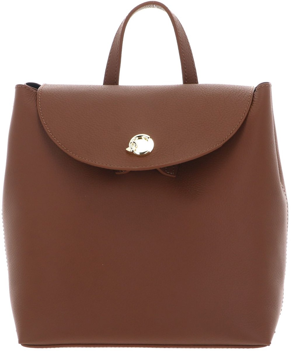 COCCINELLE Leren rugzak Nikla Mini Bag Double Grainy Leather Cognac / Noir bruine