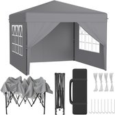 POP-UP Partytent Tuinpaviljoen 3x3 m – Inklapbaar Paviljoen met Zijwanden – UV- en Spatschermend – Inclusief Draagtas – Grijs