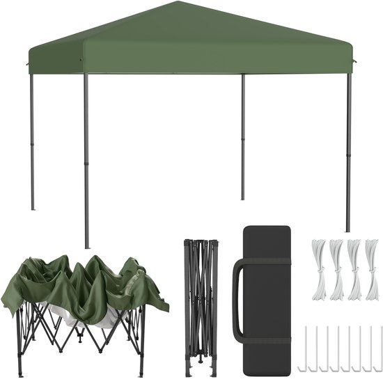 Paviljoen partytent 3x3 m, blauw, met afneembare zijkanten en grote ramen, tuinpaviljoen