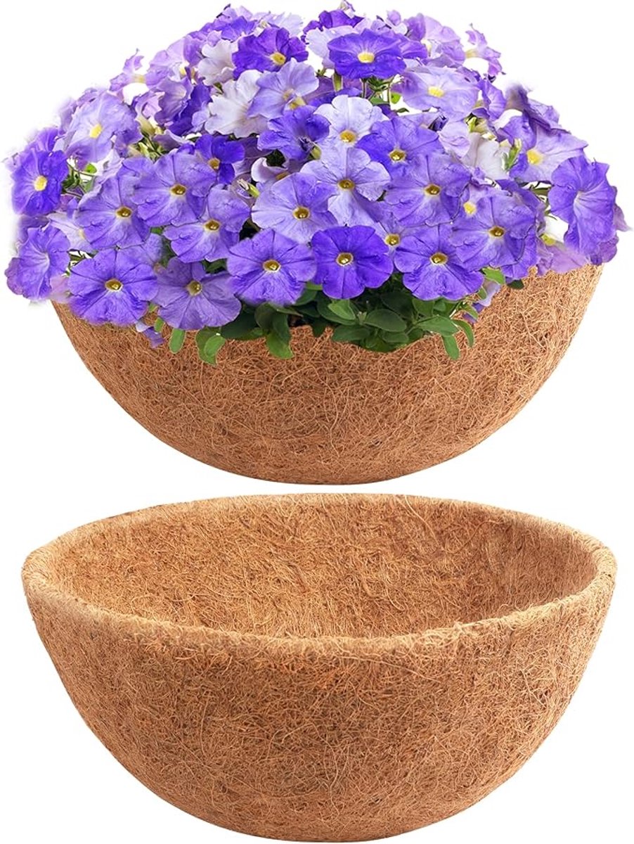 Voering Van Kokosvezel - 2 Stuks - 12 Inch - Kokosvezel Hangmanden - Voor Binnen En Buiten - Kokosvezels - Geschikt Voor Het Planten Van Radijsjes, Klimop, Leeuwenbekjes En Bladgroenten - Bruin
