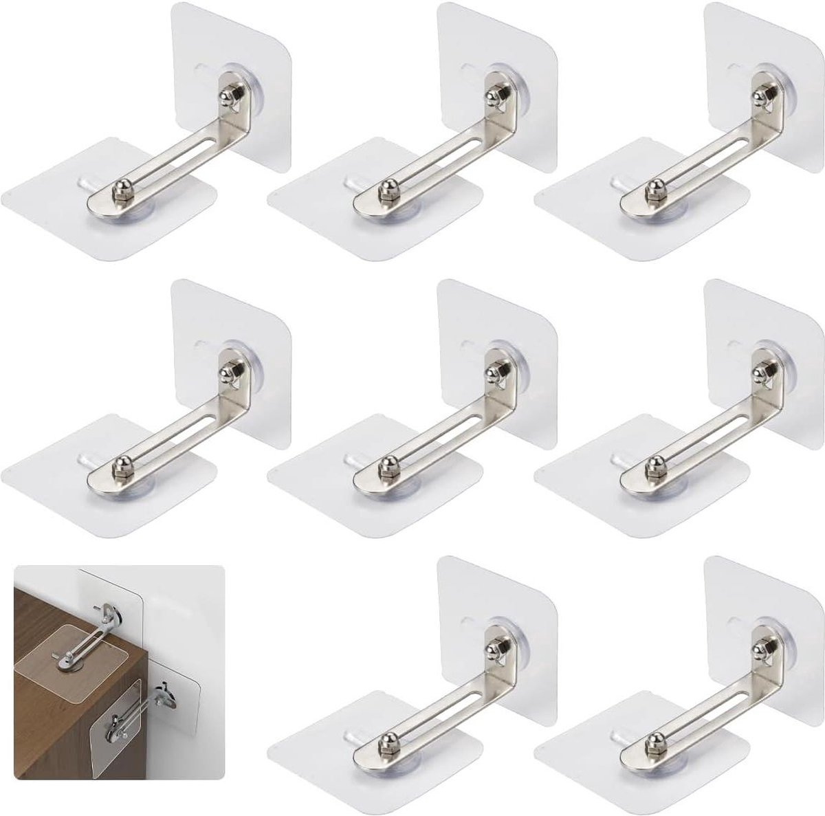 Kantelbeveiliging meubels zonder boren - Set van 8 - Wandanker- Anti-kantelhouder voor tv-kasten