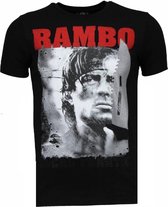 Rambo - Rhinestone T-shirt - Zwart