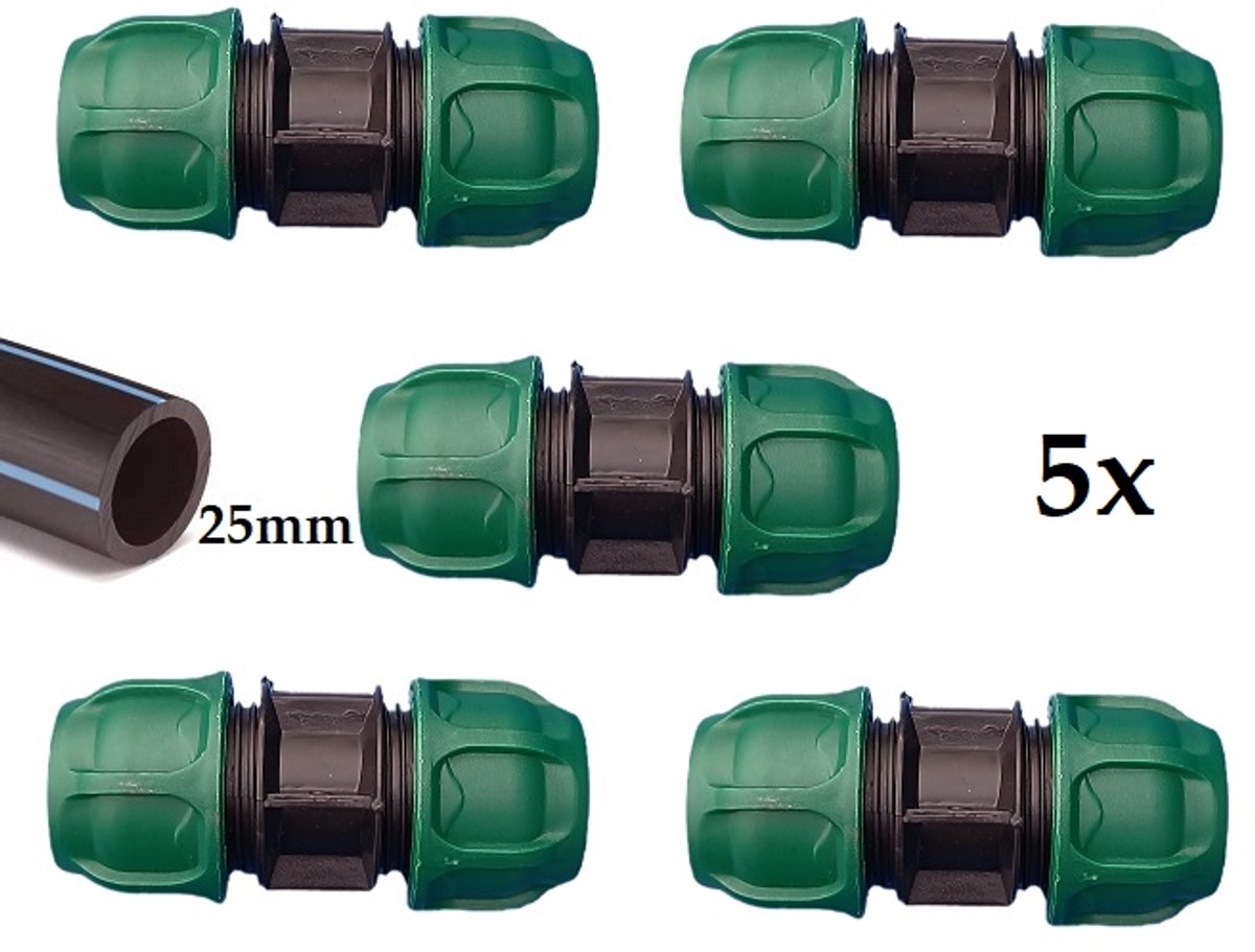 Tyleen - recht - 25mm - koppeling - montage - buis - 25mm - koppelstuk - tuin - kas - irrigatie - tuin