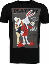 Playtoy Bunny - Rhinestone T-shirt - Zwart