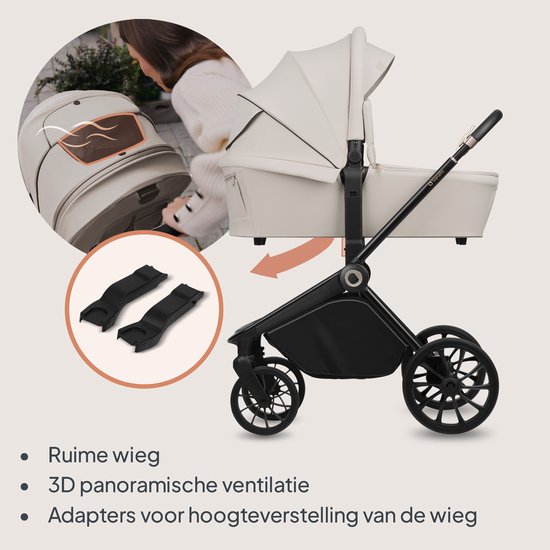 Lionelo Mika Plus - Kinderwagen 2in1 - XXL SET - Veelzijdig en jaarrond - Grote wielen - tot 22kg - Bediening met een hand - Voor alle soorten terrein - Accessoireset van LIONELO — afbeelding 5