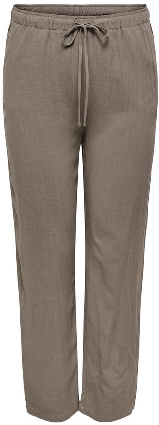 Bruine broek met trekkoord aan de taille en een rechte pijp.