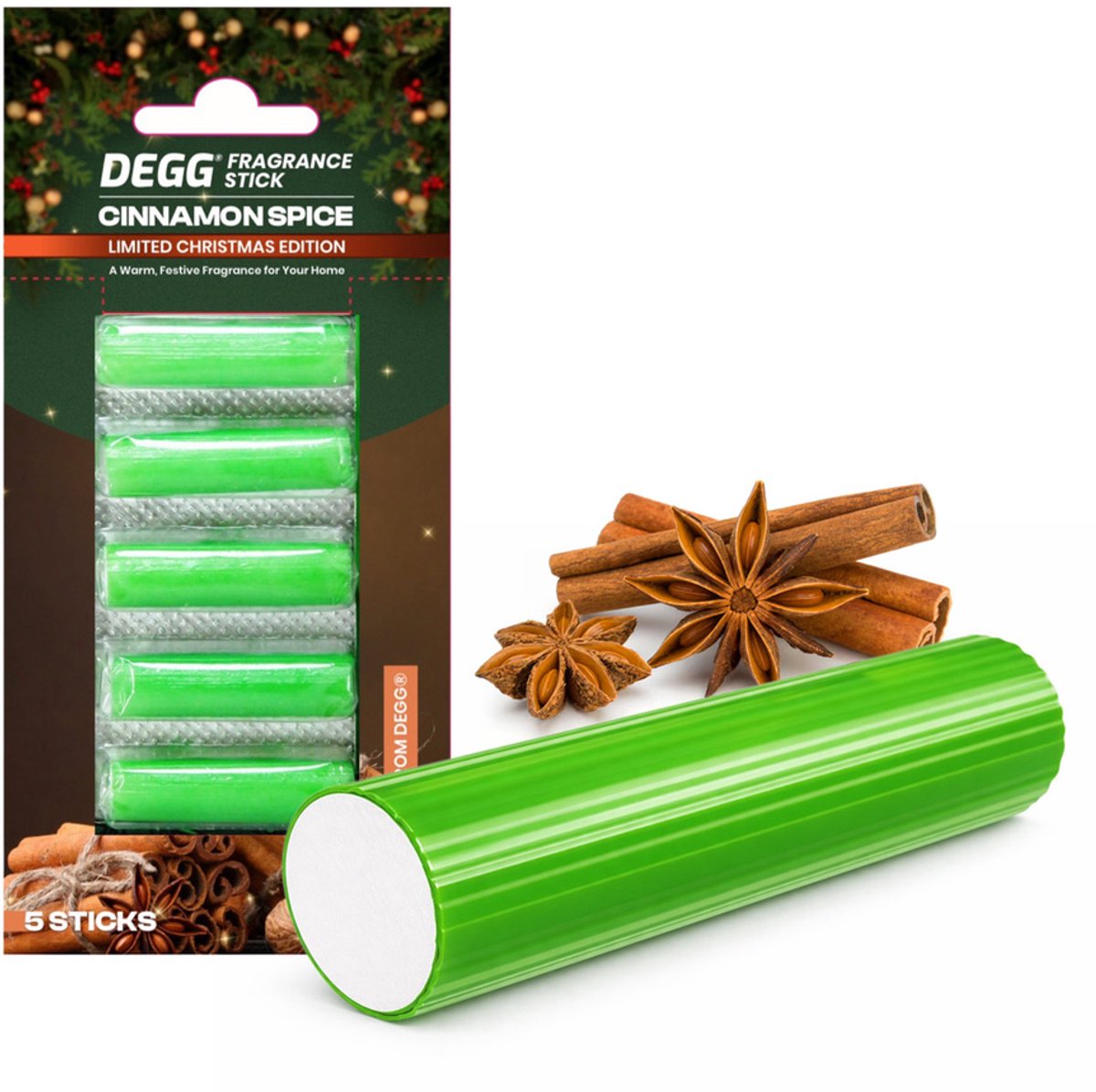 DEGG® Stofzuiger Geurstaafjes – Cinnamon (kaneel) Spice Kerstgeur – Stofzuiger Parfum & Verfrisser – Limited Christmas Edition – 5 Sticks