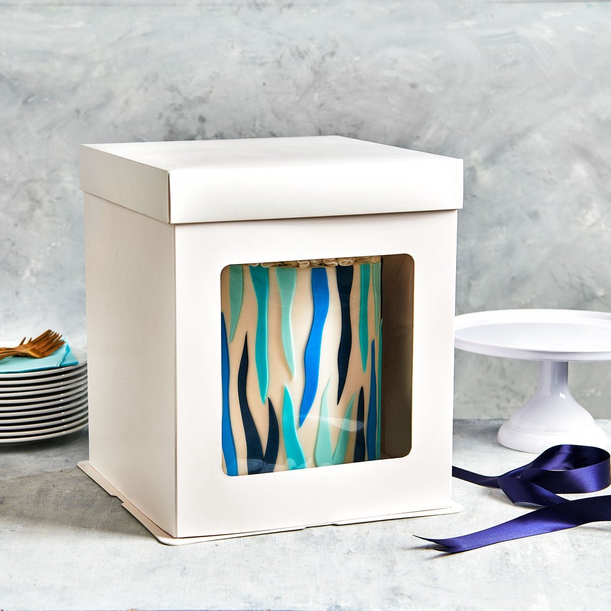 FunCakes Taartdoos Hoog - met Venster - Wit - 26x26x29,4 cm - Cakedoos