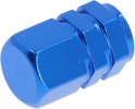 Blauwe aluminium ventieldop met schroefdraad en afgeronde kop