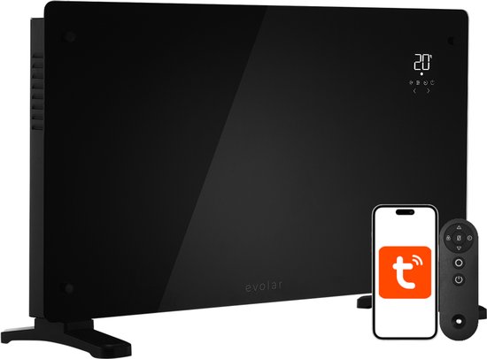 Radiateur électrique Evolar - 2500 Watts - 30m2 - WiFi - Radiateur convecteur - Thermostat & Minuterie - 3 niveaux - Panneau de chauffage - Chauffage par panneaux - EVO-GPH25BW