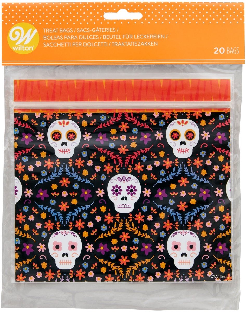 Wilton Traktatie Zakjes - 20 Stuks - Halloween Schedels - Snoepzakjes