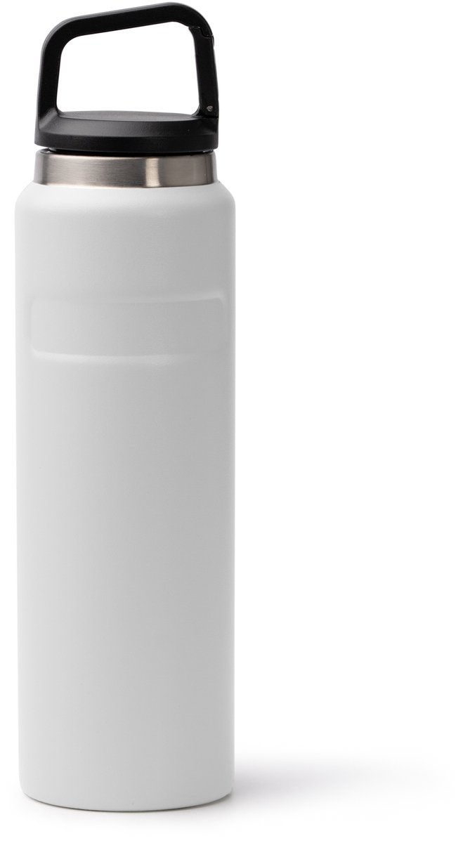 Witte thermosfles 550ml, RVS, ingebouwde karabijnhaak in dop