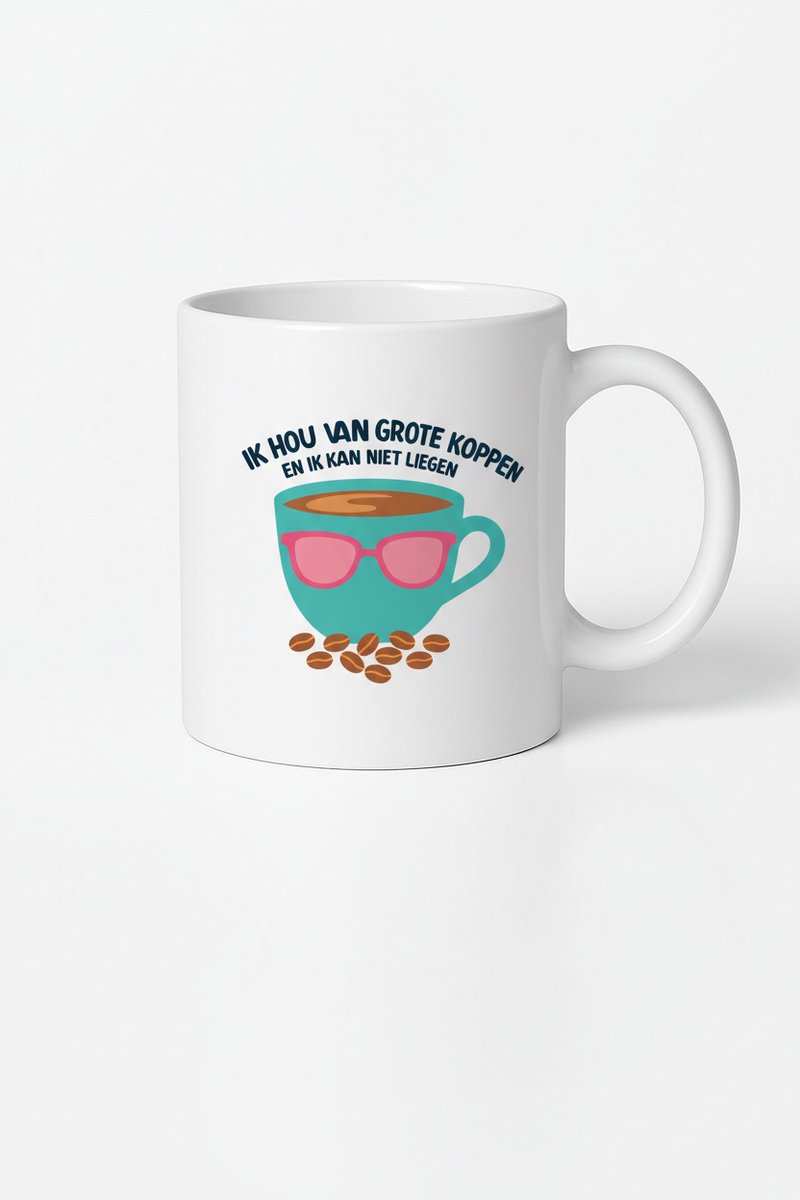 Ik Hou Van Grote Koppen Koffie Mok - Unieke Koffiemok Met Tekst