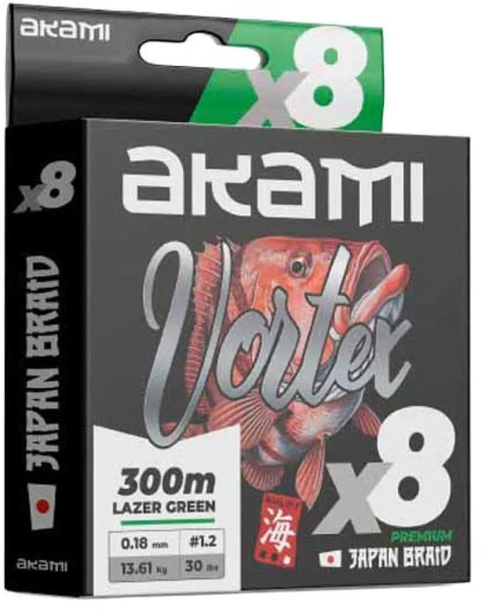 Akami Vortex 8x Gevlochten Vislijn 300 M Transparant 0.200 mm