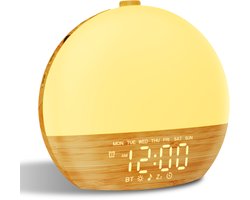 EQ Wake Up Light Wekker – Zonsopgang Simulatie – Bluetooth – 20 Lichtstanden – Nachtlamp & Bedlamp