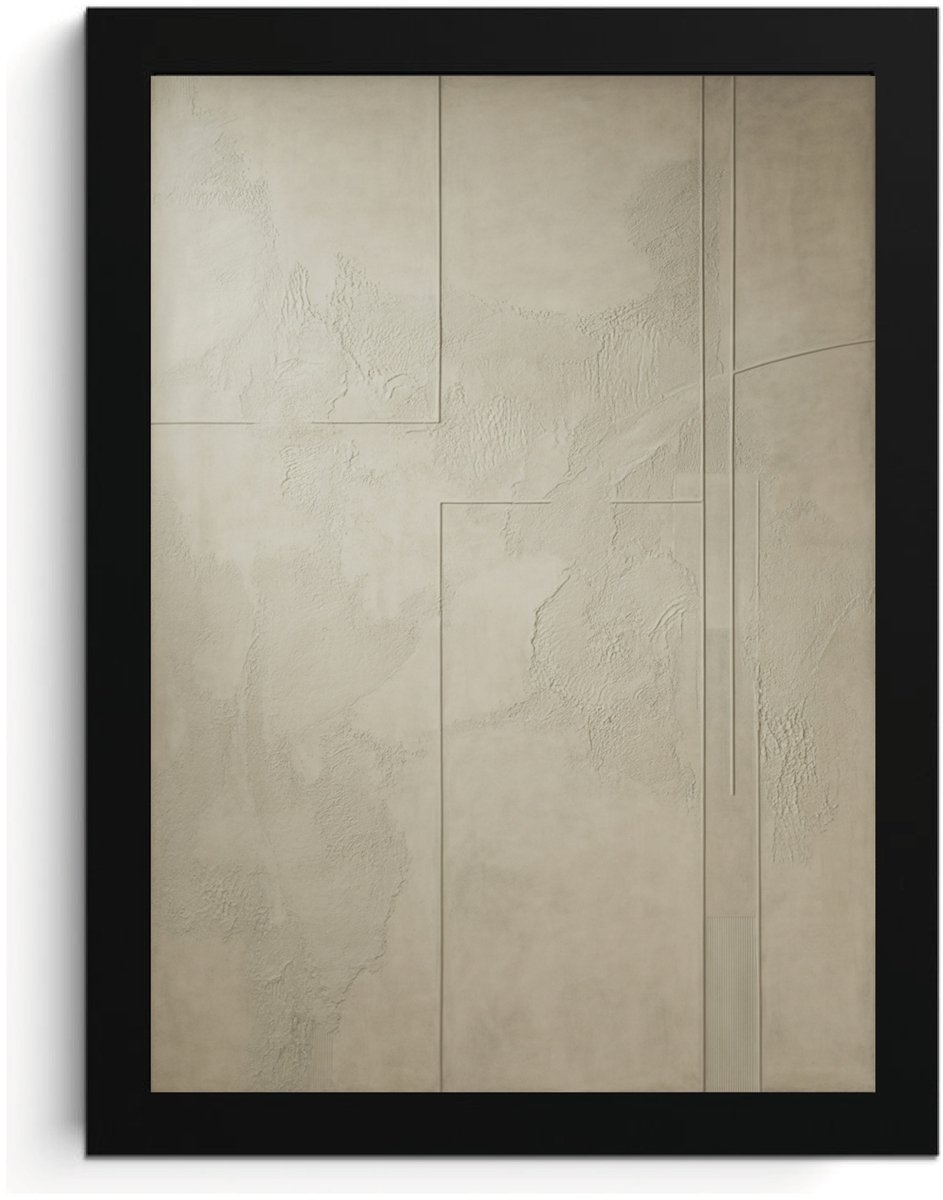 Beige Abstractie Fotolijst A4, Textuur Muurkunst, Modern Minimalistisch Design, Neutrale Kleuren, Hoge Resolutie Afdruk, MDF Frame