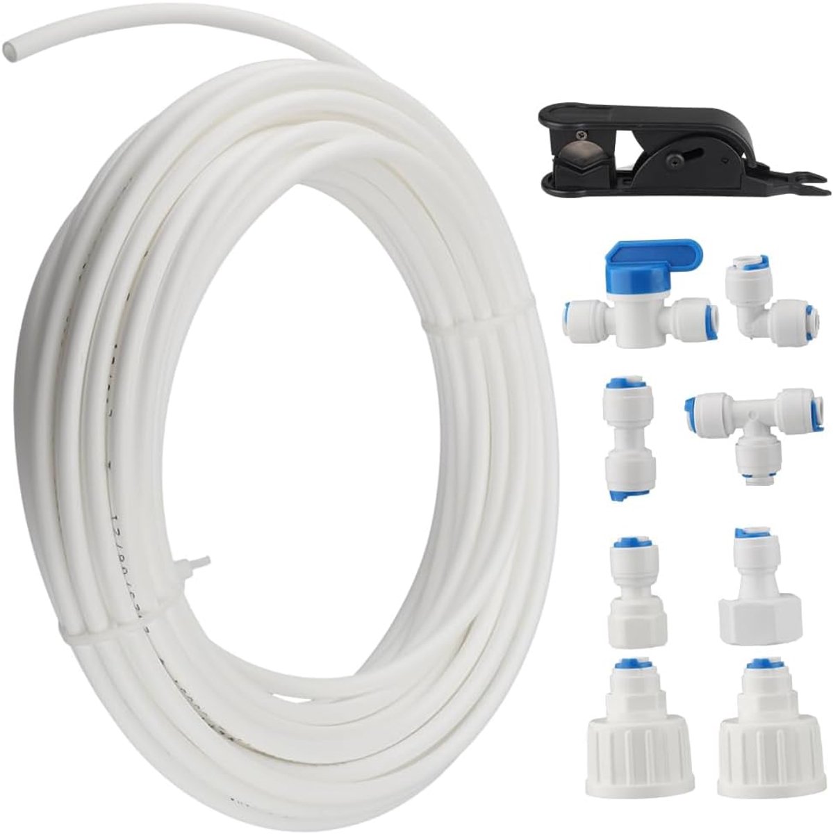Ynkkvre - Waterleiding Slang - 1/4 Inch Aansluiting - Universele Koelkast En RO-Systemen Aansluiting Met Snelkoppeling - 2 Stuks - Voor Aquarium En Filters Zwart