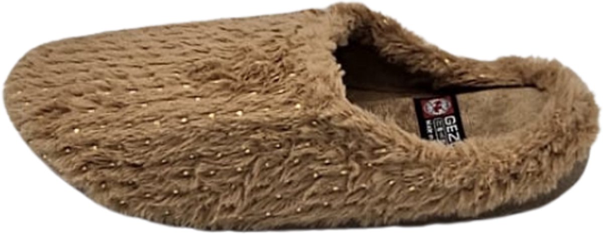 Berussa-Gezer Luxe Dames Pantoffels - Dames mode- Fluffy Huisschoenen met Comfortabele Zool - Warme Fleece Voering - Antislip Gllandzend Beige-37-40